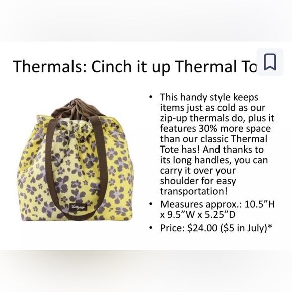 Thirty-One “Leopard Floral” Cinch It Up Thermal Tote - Yellow/Brown - EUC - Picture 2 of 10